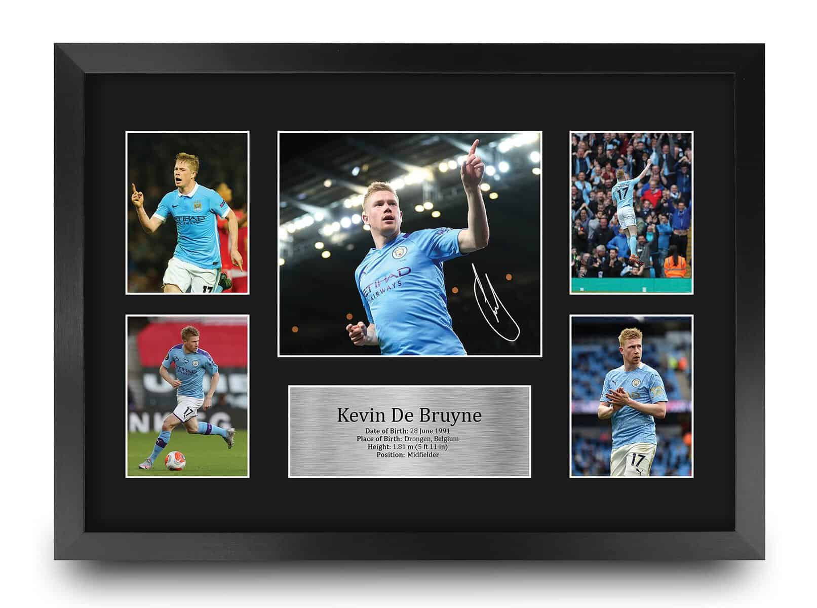 HWC Trading FR A3 Kevin De Bruyne Manchester City Gifts Printed Signed Autograph Picture for Football Fans and Supporters - A3 Framed