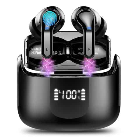 Wireless Earbuds with Bluetooth 5.3 and 4 ENC Mic, Latest 40H Bluetooth Earphones with Deep Bass and Noise Cancelling.