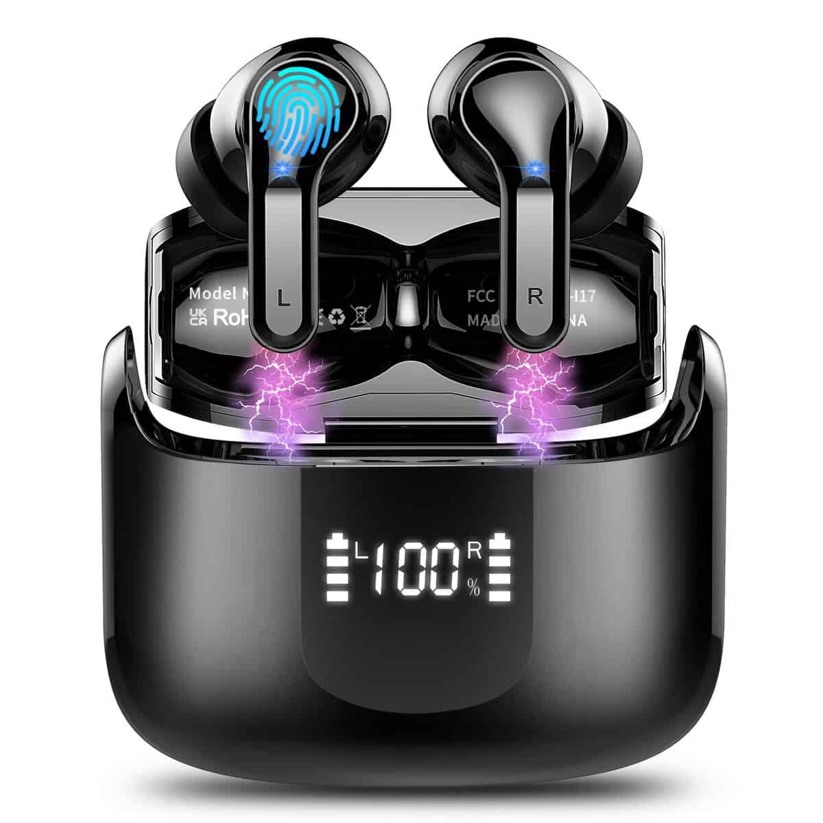 Wireless Earbuds, Wireless Headphones Bluetooth 5.3 Headphones with 4 ENC Mic, NEW 40H Bluetooth Earphones in Ear Deep Bass Noise Cancelling Bluetooth Earbuds Mini Ear Buds IP7 Waterproof LED Display