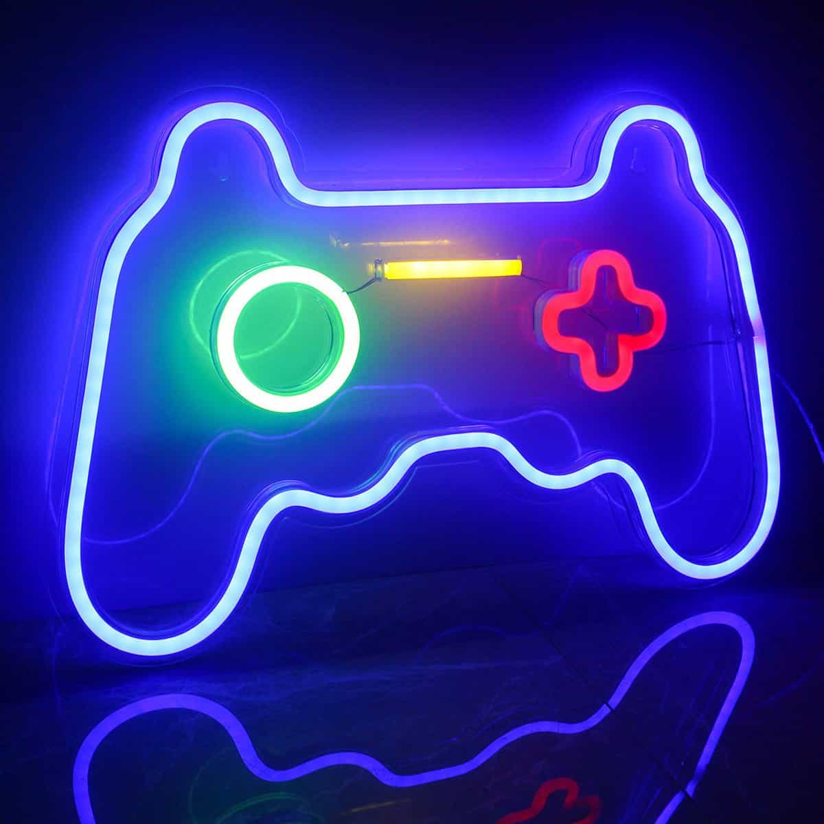 Ineonlife Game Neon Signs Neon Light Gaming LED Neon Lights Wall Art Blue Neon Night Light for Kids Game Room Bar Bedroom Home Decoration 16''x11''