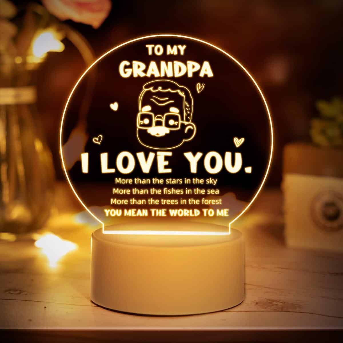 Vetbuosa Grandad Gifts - Acrylic Night Light Gifts for Grandad, Grandad Birthday Gifts, Best Grandad Gifts, Gifts for Grandfather Grandpa from Granddaughter and Grandson, I Love You Grandpa Gifts