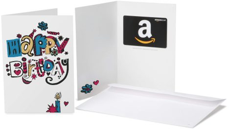 Amazon.co.uk Gift Voucher inside a Celebratory Card available for purchase on Amazon’s UK website.