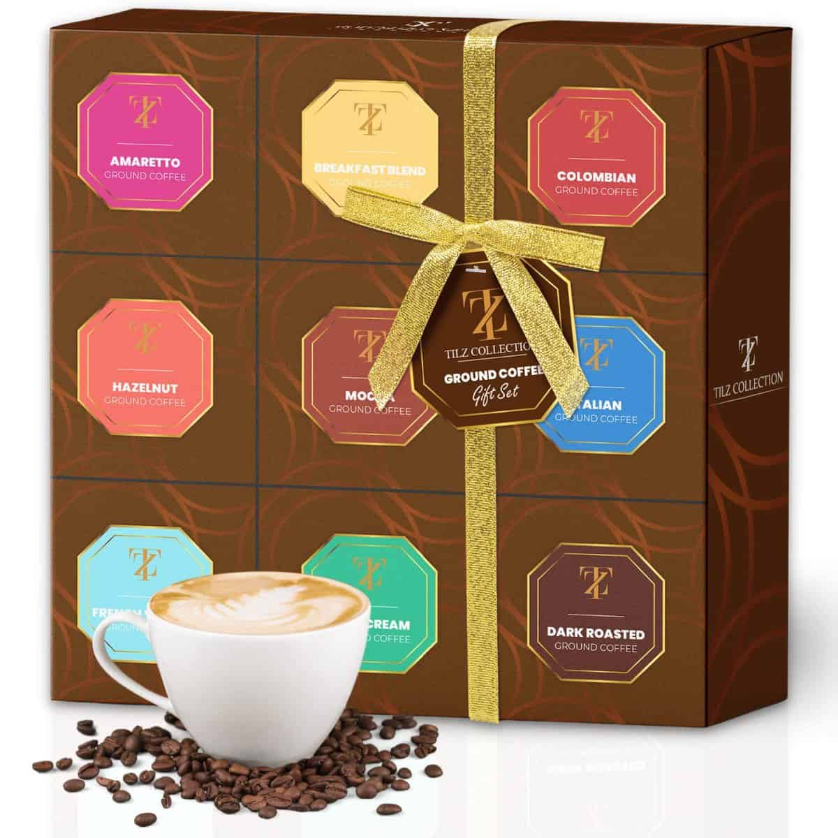 Coffee Gift Set - Selection of 9 Gourmet Flavoured Coffee Set - Medium-Dark Roasted Coffee Gifts for Men & Women - Gift for Coffee Lover - Christmas Coffee Gifts for Him & Her (Ground Coffee)