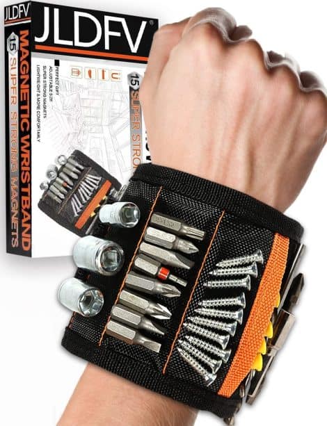 Magnetic Wristband for Father’s Day – Tool Strip with 15 Strong Magnets to Hold Screws, Nails, Drill. Perfect for Dads.