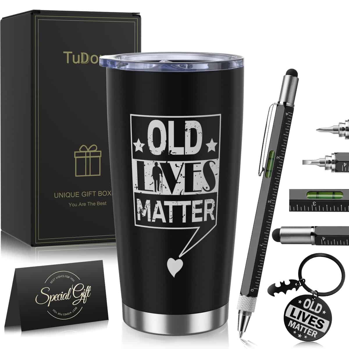 TuDou Gifts for Men, Dad, Grandpa, 50th 60th 70th Birthday Gifts for Old Men, Old Lives Matter Gifts Retirement Gifts for Men, Stocking Fillers for Men,Daddy Christmas Xmas Secret Santa Men Gifts