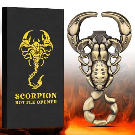 LULLEA Scorpion Gifts for Men, Beer Bottle Opener Gifts for Men Women Dad Son Him Her. Ideal gifts for Christmas, birthdays, and Fathers Day, complete with gift box and card. In a stylish bronze design.