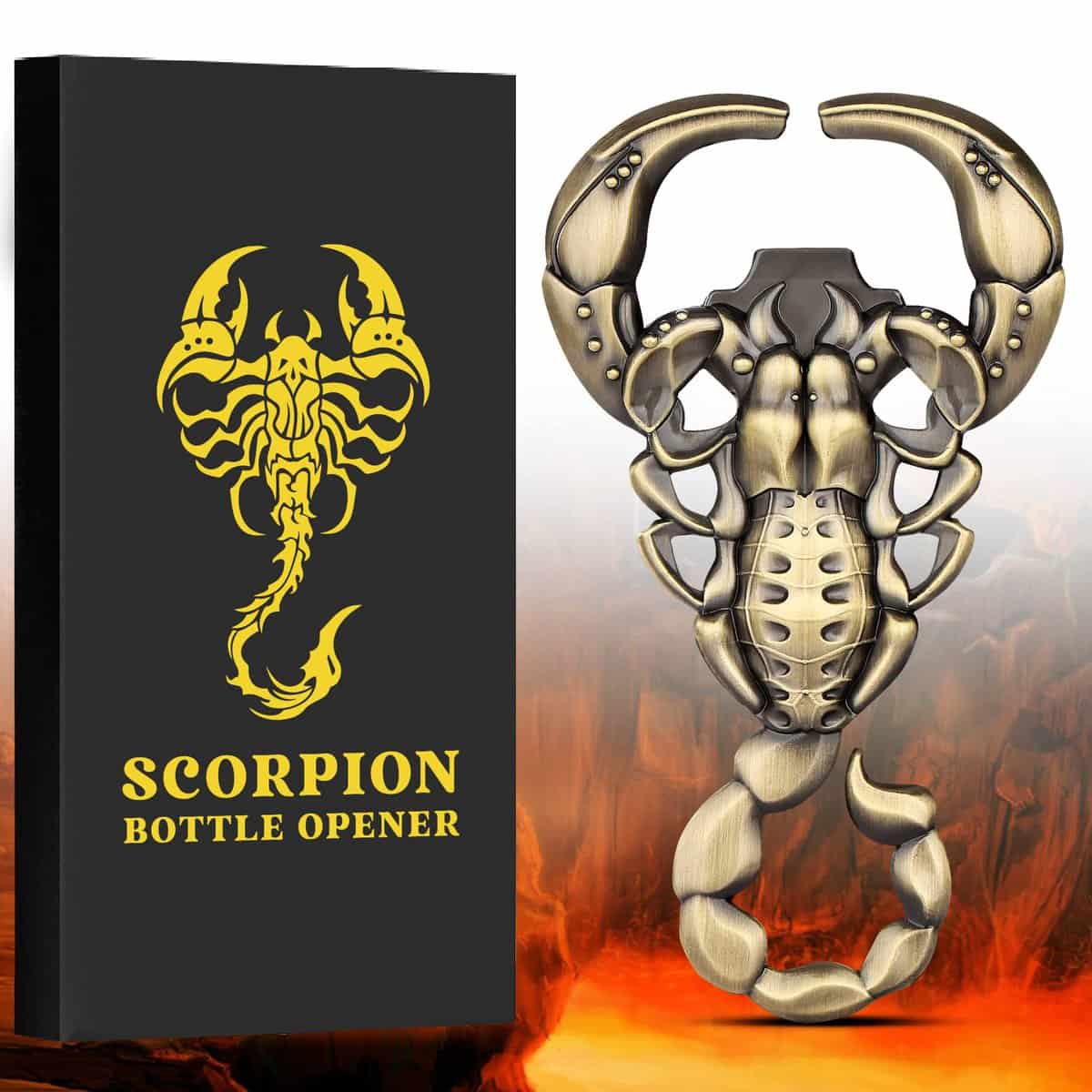 LULLEA Scorpion Gifts for Men, Beer Bottle Opener Gifts for Men Women Dad Son Him Her, Christmas Gift Ideas for Men with Gift Box and Card, Birthday Gift, Fathers Day Gift, Bronze