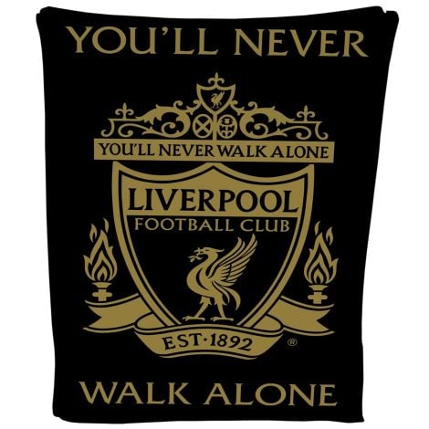 Todd Linens Black Liverpool Football Crest Fleece Blanket: Cozy LFC-themed throw, perfect for men, kids, and travelling, measuring 100x150cm.