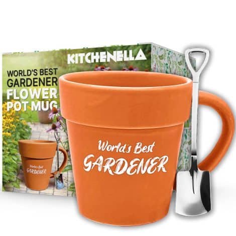 Ultimate Gardener’s Ceramic Mug Set with Metal Shovel, Silver Spoon, and Gift Box – Ideal for gifting.