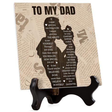 Customized Father’s Day plaque, ideal gift for dad, stepdad, or father-in-law, engraved and personalized with appreciation from daughter or son.