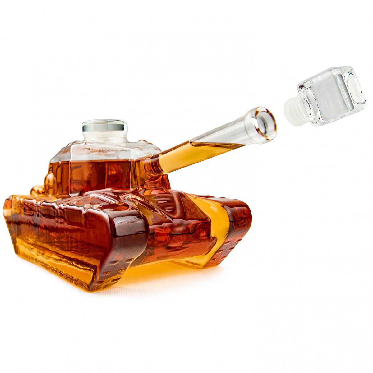 Froster Tank Decanter, Tank-Shaped Whisky Decanter, 1000ml Glass Carafe, Whiskey Gift for Men, Military Army Gift for Boyfriend, 30th, 40th Birthday Present