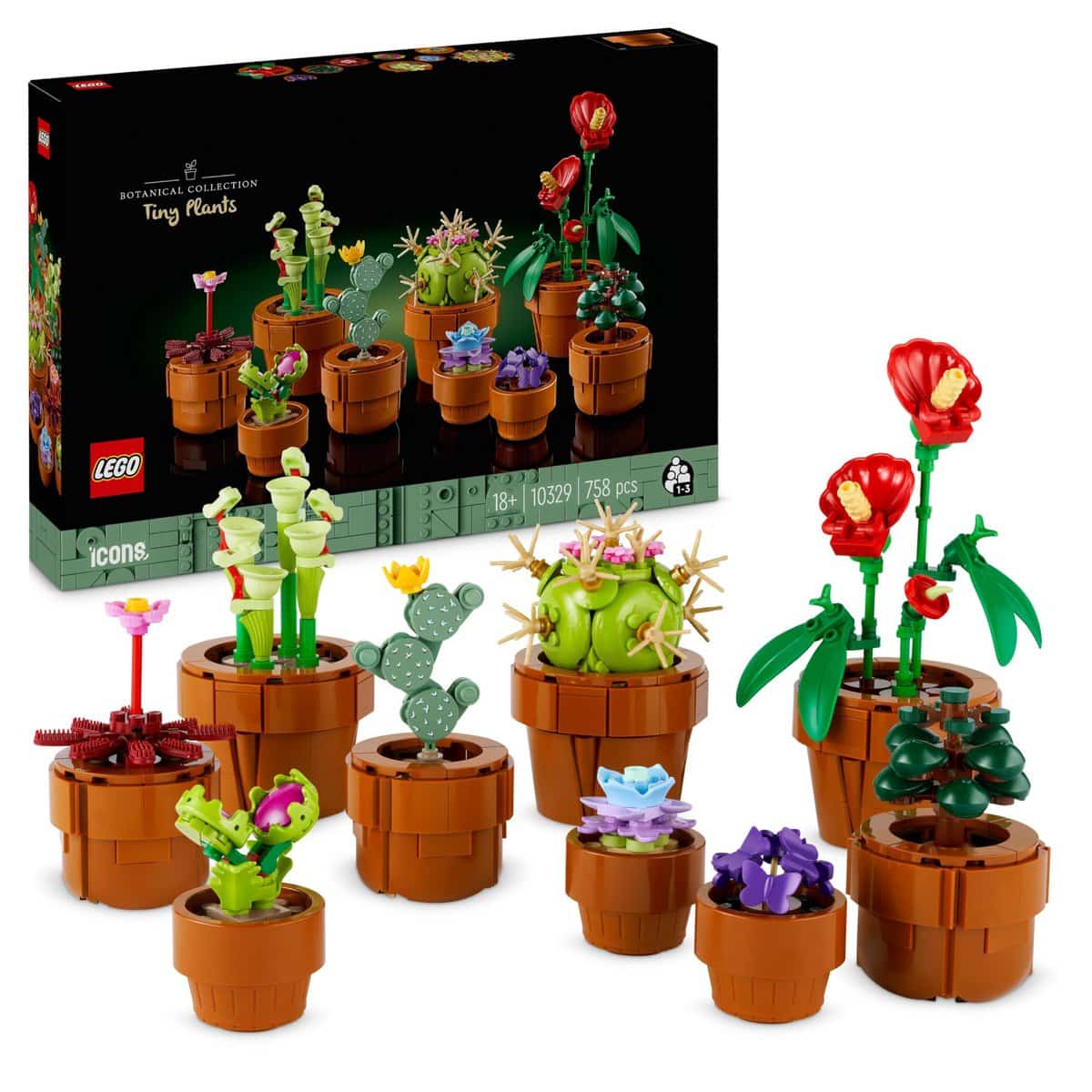 LEGO 10329 Icons Tiny Plants Set, Artificial Flowers in 9 Buildable Teracotta-Coloured Pots, Botanical Collection, Home Decor Accessory, Birthday Gift Idea for Her, Him, Wife or Husband