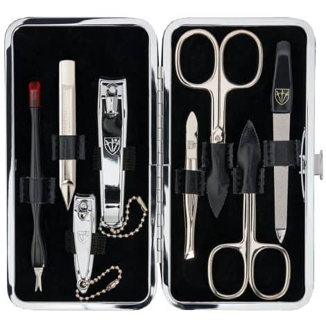 3 Swords Germany – premium 8 piece manicure pedicure kit for expert nail grooming, with stylish leather case.