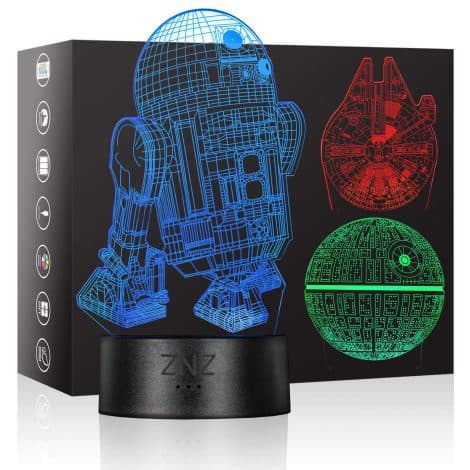 3D Star Wars Lamp, ZNZ LED Optical Illusion Night Light, 16 Colours Changing Lamp with Remote – Ideal for Star Wars enthusiasts and as Christmas or birthday gifts for children, men, and women.