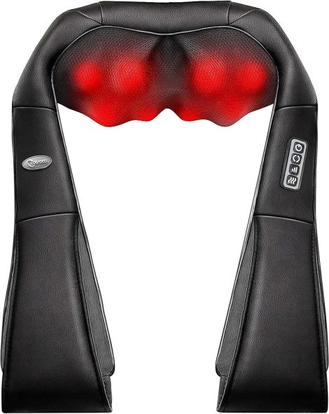 Neck Massager with Heat to Alleviate Neck Pain, Deep Tissue Kneading, Shiatsu Massager for Various Body Parts, Suitable for Home and Car Use, Ideal for Both Genders.