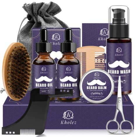 Father’s Day Gifts for Men: British Beard Care & Trimming Kit including Beard Grooming Essentials and Storage Bag.