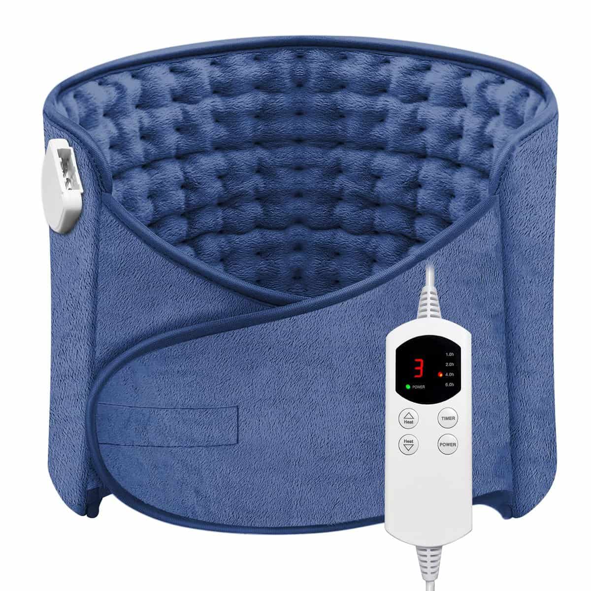 misognare Wired Heating Pad for Back Pain Relief Electric Heat Pads with 6 Temperatures Soft Detachable Heat Pad for Man Women (Navy)