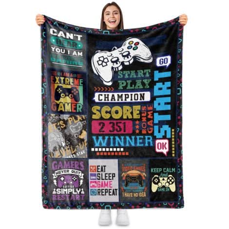 Sowide Gaming Blanket, Boys’ Game Blanket, Cozy Fleece Throw with Game Controller Design, Perfect Gift for Gamers.