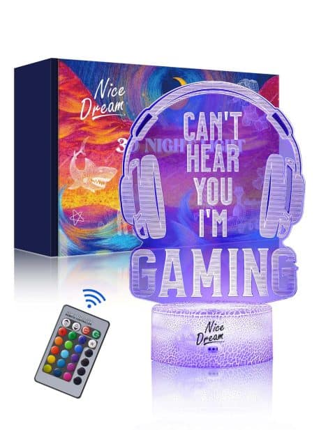 Lovely Fantasy Gaming Headset Night Light for Children, Gamer Presents 3D Illusion Night Lamp, 16 Colours Changing with Remote, Room Decoration, Gifts for Kids