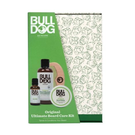 Bulldog Skincare – Complete Beardcare Set, an ideal present for men, featuring Original Beard Shampoo, Conditioner, Oil, Balm, and Comb.