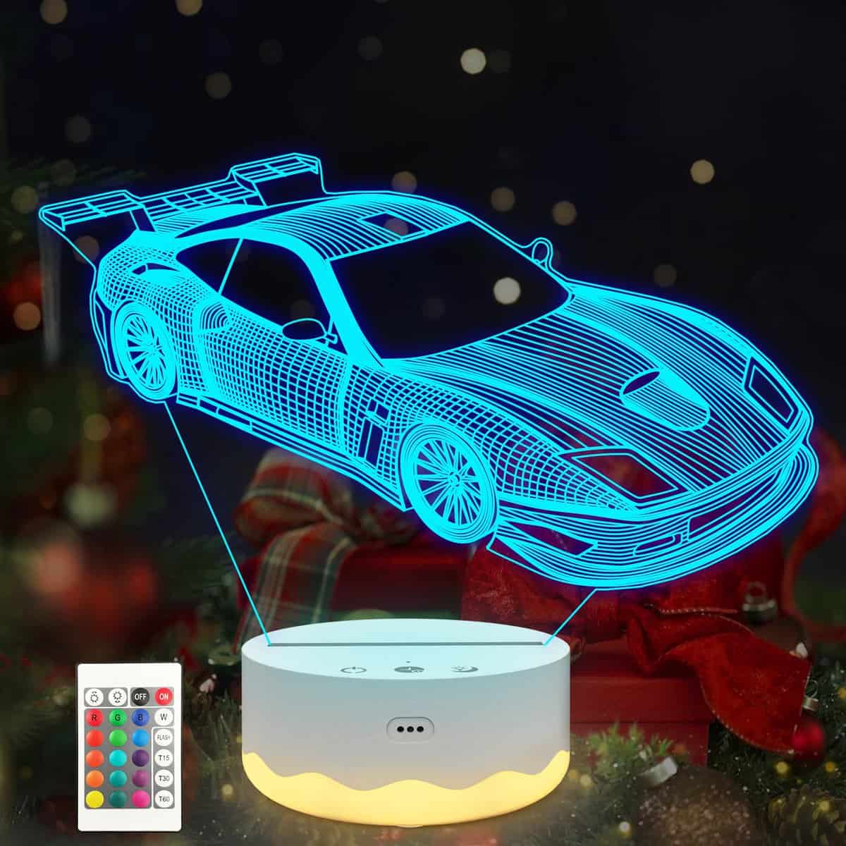 Car Night Light for Kids,Anywin 3D Illusion Night Lamp with 16 Colors Changing & Timer * Dimmer * Remote Control for Home Decr,Birthday Christmas Gifts for Boys Children Men Him