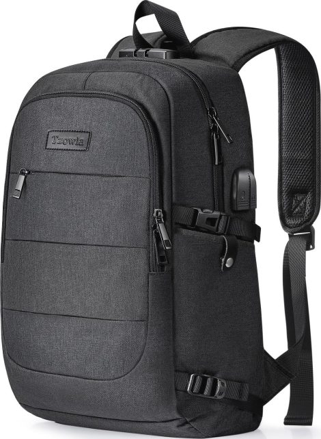 Waterproof Laptop Rucksack Secure Bag with Charging Point and Lock. Suitable for students, professionals, and travelers.