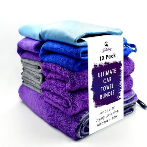 THE ULTIMATE MICROFIBRE CAR TOWEL BUNDLE – 10 Pack Car Gifts for Men – Microfibre Car Drying Towels.