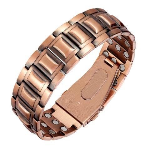 Jeracol Men’s Copper Magnetic Bracelet, Men’s Bracelet with 3X Extra Powerful Magnets (3800 Gauss each), Special Foldable Clasp Wristband, includes Adjustment Tool and Gift Box.