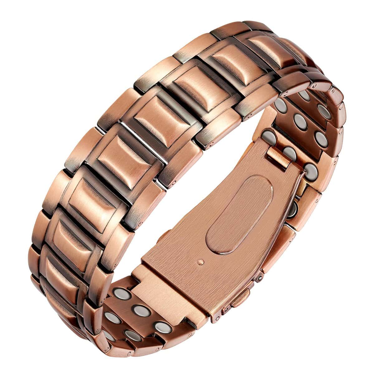 Jeracol Copper Magnetic Bracelet for Men, Men's Copper Bracelet with 3X Ultra Strength Magnets(3800 Gauss Each), Unique Folding Clasp Wristband Brazaletes with Adjustment Tool and Jewelry Gift Box