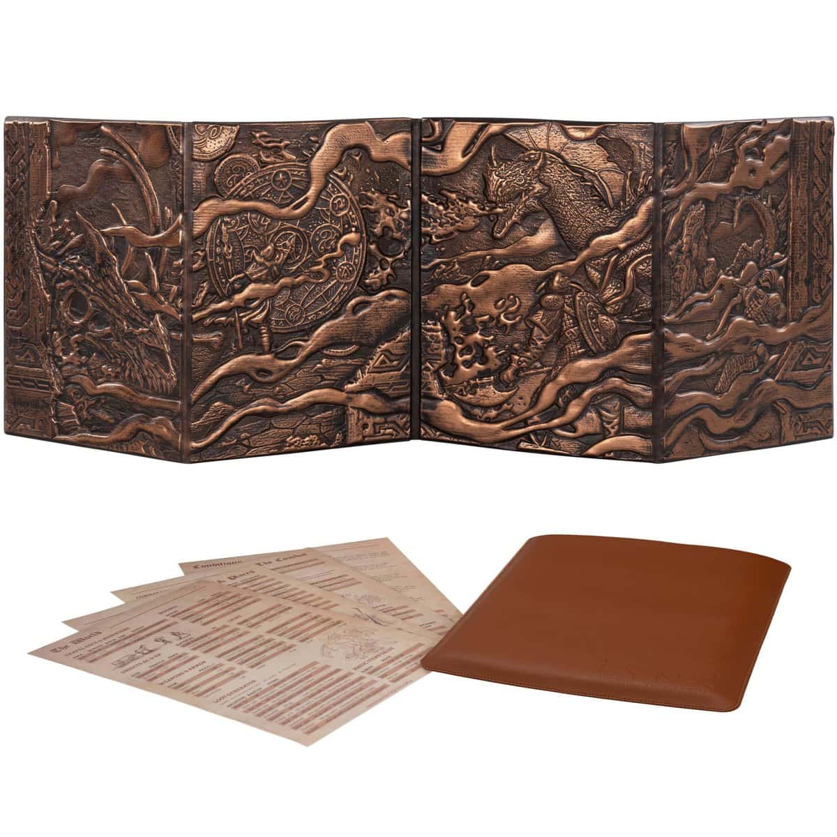 LYNX DND DM Screen 5e - D&D Dungeon Master Screen 3D Faux Leather with Customizable Inserts - Dungeons and Dragons GM / Game Master Accessories Gift Man or Woman. Hide Your Dice Rolls, Maps & Books