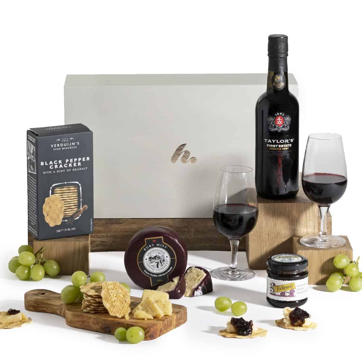 Classic Port & Cheese Gift Hamper - Cheese Hampers - Port Gift Hampers - Cheese & Port Hamper Set