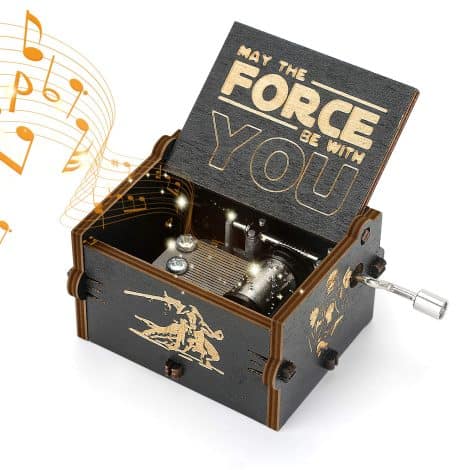 Yideng Hand Crank Wooden Music Box, Star Wars Classic Musical Box, Vintage Carved Home Decor Gift for Occasions.