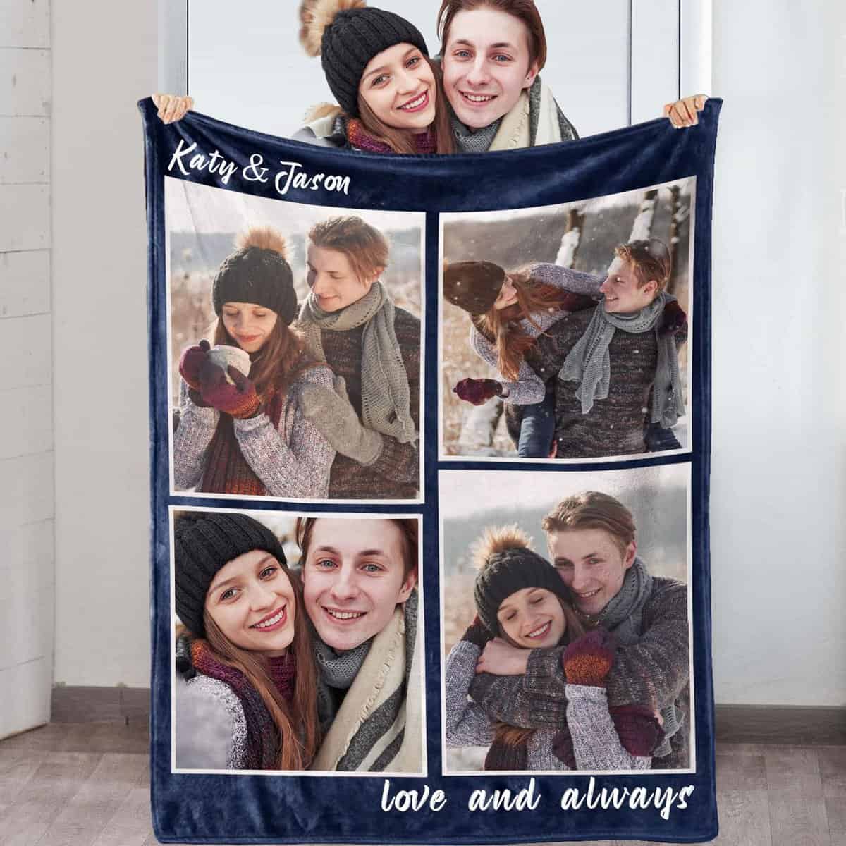 Custom Blanket with Photo Personalized I Love You Couples Gifts for Boyfriend Girlfriend Wife Husband Birthday Anniversary Valentines Day for Him Her Men Women-NurseryBlankets-4*Photos