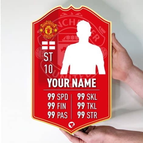 Manchester United Football Stats Card: Create your own personalised Man United gift with this customised football present. (28cm x 18cm)