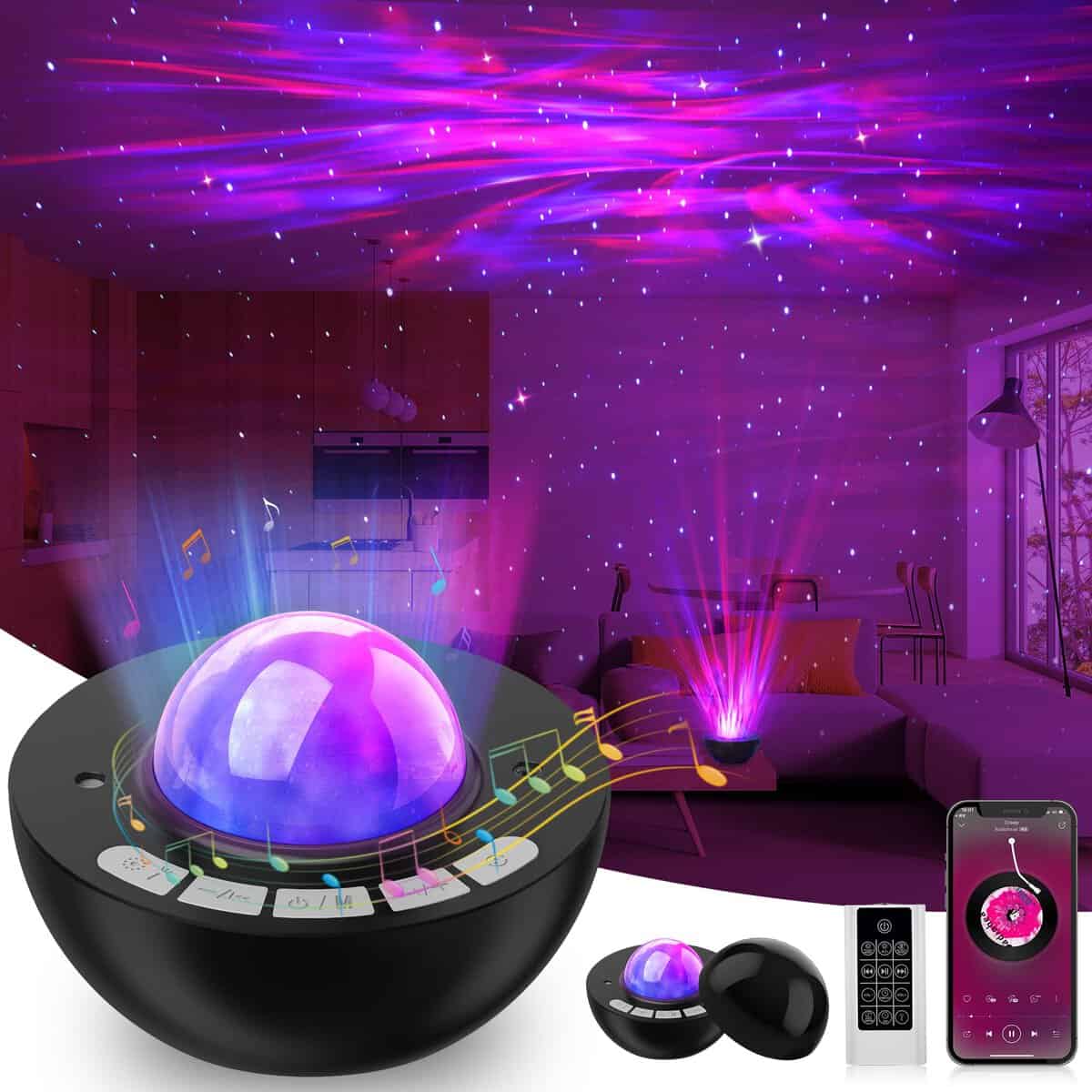 Galaxy Projector, Night Light for Kids Bedroom, Nebula Starry Light Projector with Remote Control, Bluetooth, White Noise & Auto Timer, Celling Projector Light for Adults Room Home Party Decor Gift