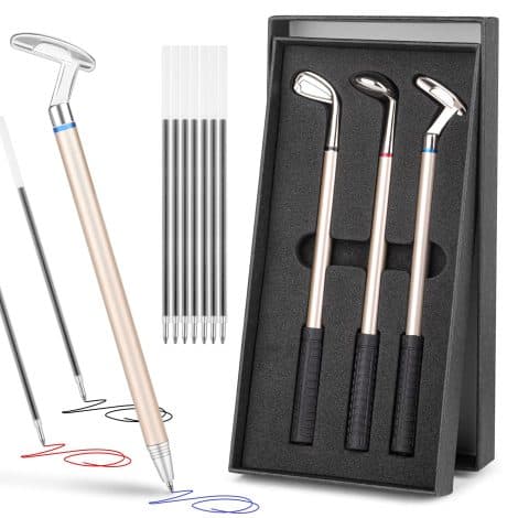 Tikplus Golf Ballpoint Pen Collection, Compact Golf Present for Gents, Golf Club Putter Pen with Ink Refills, Golfers’ Gift Set for Dad’s Day, Valentine’s, Corporate.