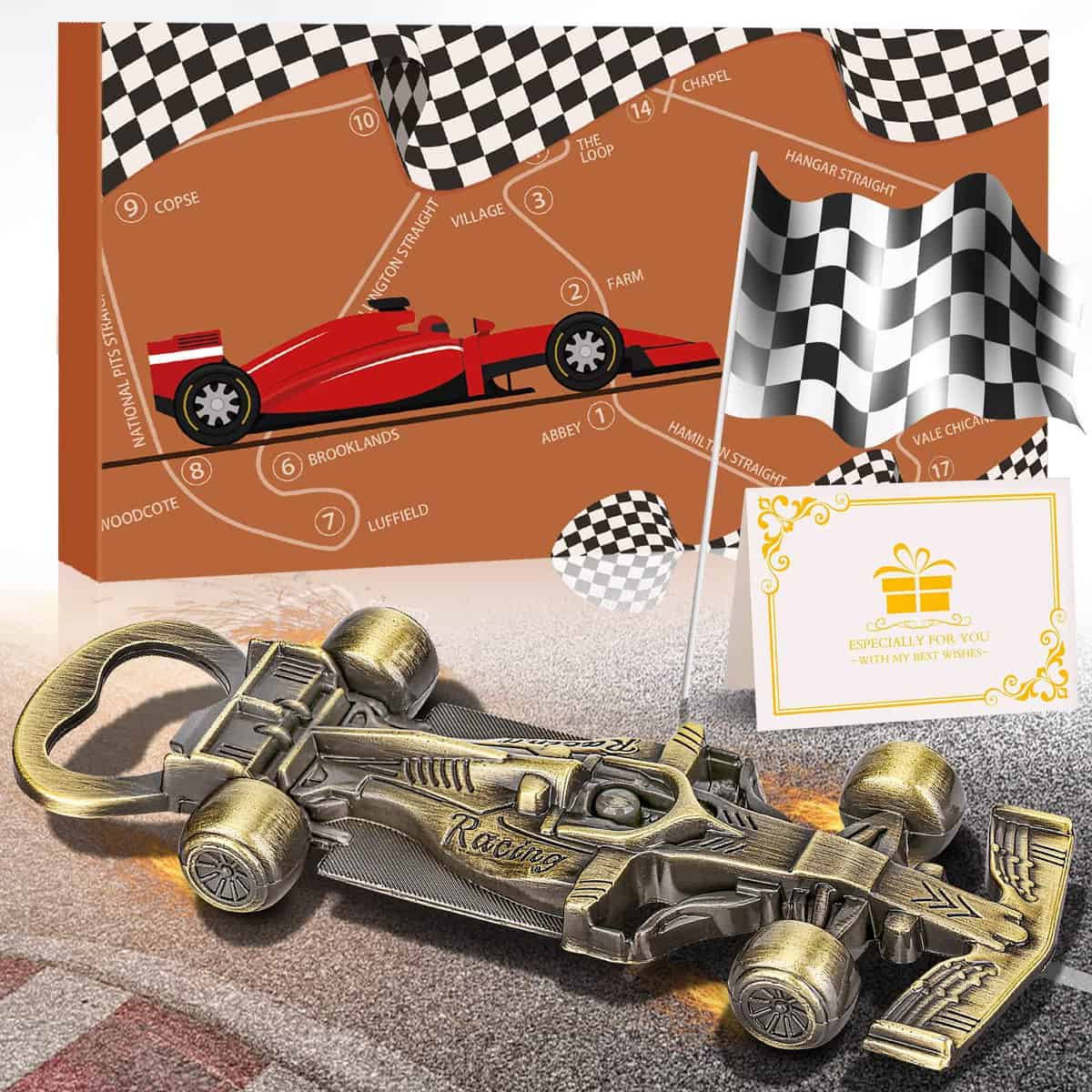 LULLEA Racing Car Gifts for Men, Bottle Opener, Unique Bronze Beer Him Dad Boyfriend Husband Grandad, Fathers Birthday Christmas, LU0305