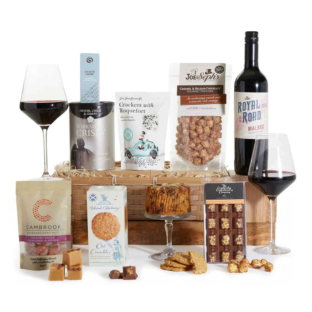 The Wine & Food Hamper - Argentinian Malbec Red Wine & Luxury Sweet & Savoury Treats | Hampers For Couples & Families, Hampers for Women, Gift For Men, For All Occasions, By Clearwater Hampers