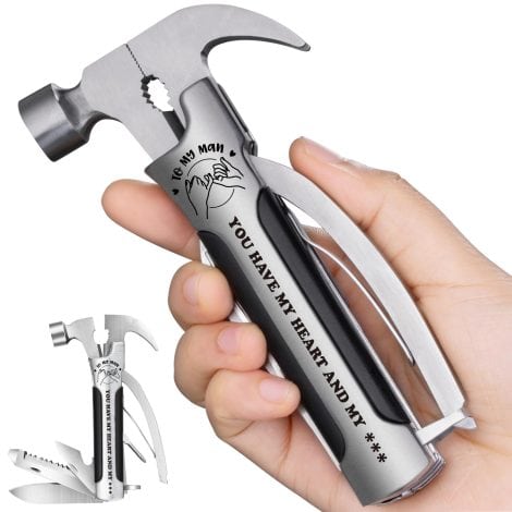 Gifts for Men’s Birthdays, Christmases & Special Occasions – “I Love You” Tokens for Husbands, Boyfriends, Secret Santas. Includes 12-in-1 Mini Hammer and Cool Gadgets.