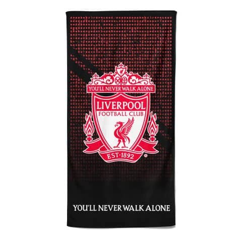 Liverpool Football Crest Beach Towel, made of 100% cotton, LFC mesh bath swim towel. Perfect Liverpool gift for teens, men, and kids, measuring 70×140 cm.