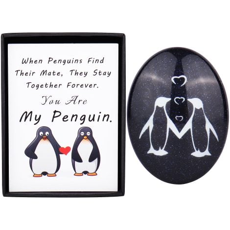 Merclix Penguin Pebble Anniversary Gifts for Men, Funny Boyfriend Presents, Birthday, Christmas, and Valentine’s Day. Ideal for Her, Wife, or Girlfriend.