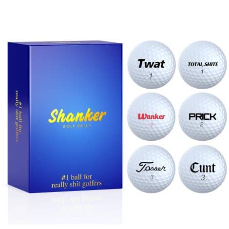 Shanker Golf Balls Hero Edition – Cheeky Awful Balls – Hilarious Prank Present for Golfers (Pack of 6, Entertaining, Good for Play) – Gilded Gift Box