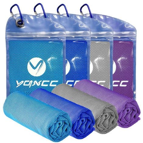 YQXCC 4 Pack Cool Towels (100×30 cm): Soft, Breathable Chilly Towels for Yoga, Golf, Gym, Camping, Running, etc.