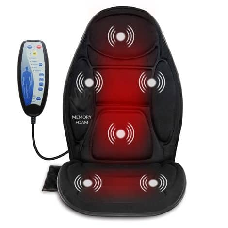 Snailax Back Massager Chair with Heat, 6 Vibration Nodes & 3 Heating Pads, Seat Cushion for Chair