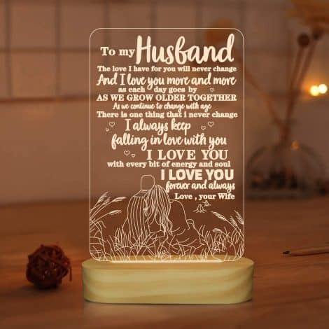 Gifts for My Husband from Wife, 3D Illusion Lamp, Night Light proclaiming “I Love You” – Perfect Romantic Gift