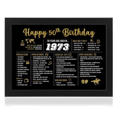 Sass Party & Gifts Framed Celebration Present for Him or Her on their 50th Birthday (1973)