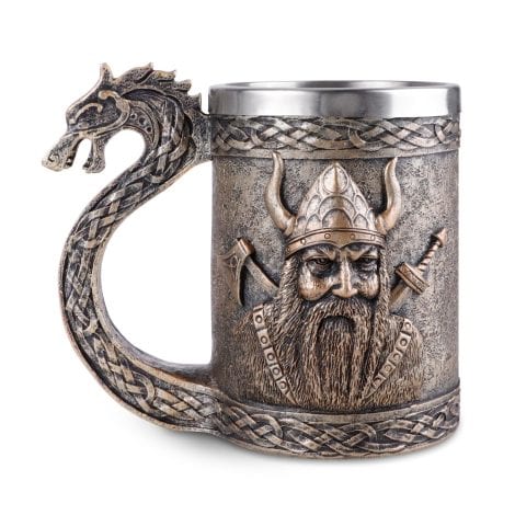 Viking Tankard – 600ml Stainless Steel Beer Mug with Handles, a Perfect Gift for Men at Parties, Birthdays, and Festivals.