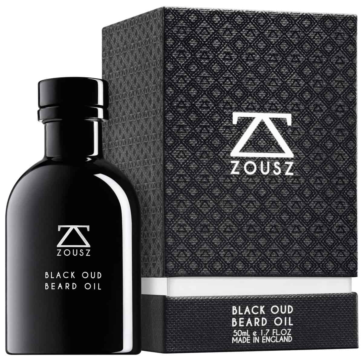 ZOUSZ Beard Oil For Men - Black Oud & Sandalwood Scent, Beard Growth & Conditioning With Natural & Organic Essential Oils  Softens, Non-Greasy, Moisturises, Premium Quality Mens Gift  Vegan 50mL