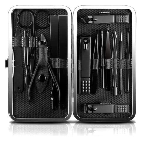 JamBer Manicure Kit 15 Piece Stainless Steel Professional Nail Tools Set for Thick Nails- Perfect Mother’s Day Gift.