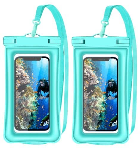 v-Golvin Floating Waterproof Phone Pouch, IPX8 Mobile Dry Bag for iPhone and Samsung Galaxy, 2 Pack.